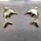 14K Yellow Gold Dolphin Earrings