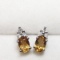 Silver Natural Citrine 1ct Diamond 0.01ct Earrings
