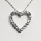 Silver Simulated Aquamarine Cubic Zirconia Heart Shaped Pendant w/ Chain Necklace