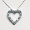 Silver Blue Topaz Cubic Zirconia Heart Shaped Pendant w/ Chain Necklace