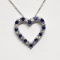 Silver Created Sapphire Cubic Zirconia Heart Shaped Pendant w/ Chain Necklace