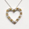 Silver Natural Citrine Cubic Zirconia Heart Shaped Pendant w/ Chain Necklace