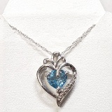 Silver Blue Topaz Heart Design 18