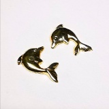 14K Yellow Gold 0.39gm Dolphin Earrings