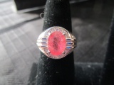 S925 Ring w/ Large Ruby Stone Center