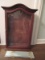 Lillian Vernon Walnut Finish Arched Pediment Curio Wall Cabinet w/ Glass Pane Door