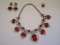 Stunning Fashion Jewelry Set Imitation Ruby & Rhinestone Necklace