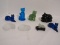 Lot - Curio Cabient Cats Collection Small Figurines Cobalt, Satin, Jadeite, Etc.