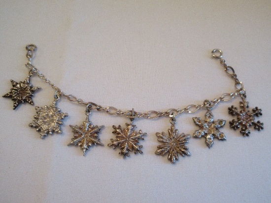 Gorham Sterling Snowflakes Charm Bracelet 1970-1976