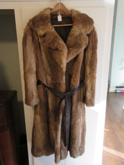Vintage Full Length Brown Fur Coat Rabbit