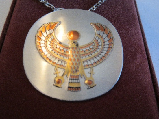 Reed & Barton Damascene Jewelry Collection Egyptian Falcon Horus Bird Brooch/Pendant
