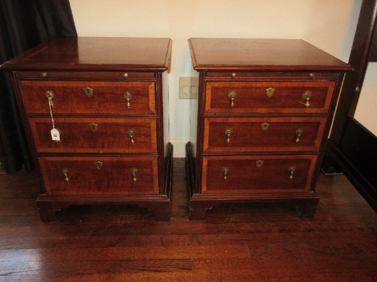 Pair - Henredon Furniture Folio Four Collection Traditional Design 3 Drawer Night Stands