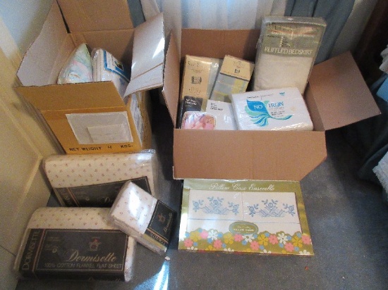 Super Lot - New Sheets, Case Dust Ruffle Full 18" Drop, Flannel Flat/Fitted Sheets w/ Cases