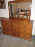 Double Dresser w/ Attached Framed Mirror