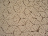 Victorian Style Hand Crocheted Star Pattern Popcorn Stitch Bedspread w/ Fringe