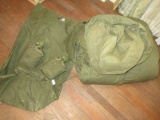 Lot - U.S. Army Sleeping Bag, Duffle Bag & 2 Canteens