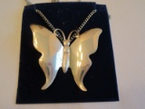 International Sterling Butterfly Brooch Pendant w/ Chain