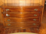 Dixie Furniture Mahogany Bow Front Bureau 4 Drawer Chest