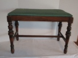 Depression Era Style Mahogany Vanity Stool w/ Upholstered Seat