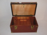 Keepsake Box w/ Hinged Lid, Insert Tray & Brass Accents