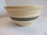 Vintage Yelloware Mixing Bowl w/ Green/White Bands Design