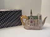 Fitz & Floyd Collectible Teapot Notre Dame w/ Gold Handle