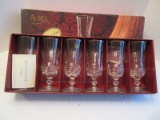 Set - 6 Royal Crystal Rock Aurea Golden Line Cut Crystal Iced Tea Goblets