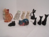 Lot - Cat Figurines Retro Black Cat Bell 5 1/2