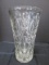 Tall Standing Cross-Circle Cut Vase Star Burst Base Clear Glass