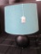 Black Fabric Body Lamp w/ Oval Blue Shade