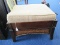 Wooden/Wicker Body Foot Stool w/ Upholstered Removable Top Block Legs, Arch Skirt