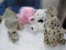 Plush Toy Lot - Dog, Pink World Bear, White Bear, Leopard Print Cheetah