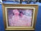 Pink Motif Women Picture Print-On-Canvas in Ornate Antique Patina Wooden Frame/Matt