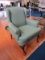 American of Martinsville Green Scallop Arm Chair Wing Back w/ Carved To Pad Front Feet