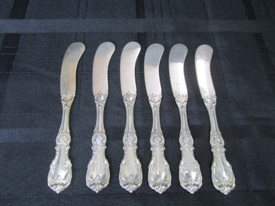 6 Butter Knives Burgundy Pattern Sterling Reed & Barton