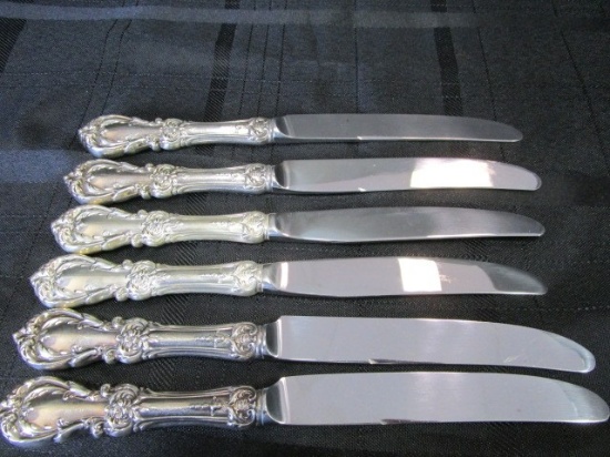 6 Knives Burgundy Pattern Sterling Reed & Barton
