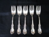 5 Salad Forks Burgundy Pattern Sterling Reed & Barton