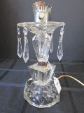 Vintage Glass Clear Lamp w/ Prisms Square-Cut Body, Metal Middle