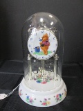 Winnie The Pooh Design Clock in glass Dome w/ Spinning Bee Pendulum