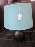 Black Fabric Body Lamp w/ Oval Blue Shade