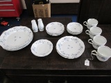 Traditions Fine China Johann Haviland Lot - Blue Flower Pattern, Wave Rim, Silver Trim