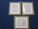3 Grape/Grecian/Pear Motif Picture Prints in Gilded Wood Frames/Matt