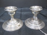 N.S.Co. Sterling Weighted Pair Candle Holders