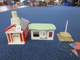 3 Lot - Red Church, Missing Some Windows, '38' White House, Missing Parts