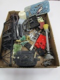 Misc. Train Parts Lot - Metal Engineer Figurine, Gate, Transformer, Control Piece, Etc.