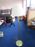 Tall Standing Brass Plate Torchiere Lamp w/ Shade