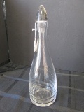 Tall Clear Glass Wide-To-Narrow Neck Water Decanter Signed 