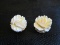 Pair - Sterling AC Stamped White Rose Design Earrings