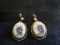 925 Stamped Earrings w/ Etched Oval Ship Pendants