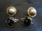 Lot - 925 Mexico TH-151 Stamped Earrings, 2 Black Stones, 2 Laurel Trim